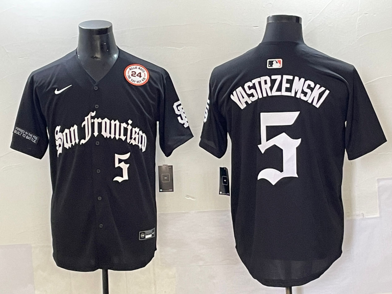 Men 2025 San Francisco Giants #5 Yastrezemski Black Five generations Joint Name Nike MLB Jersey style 23